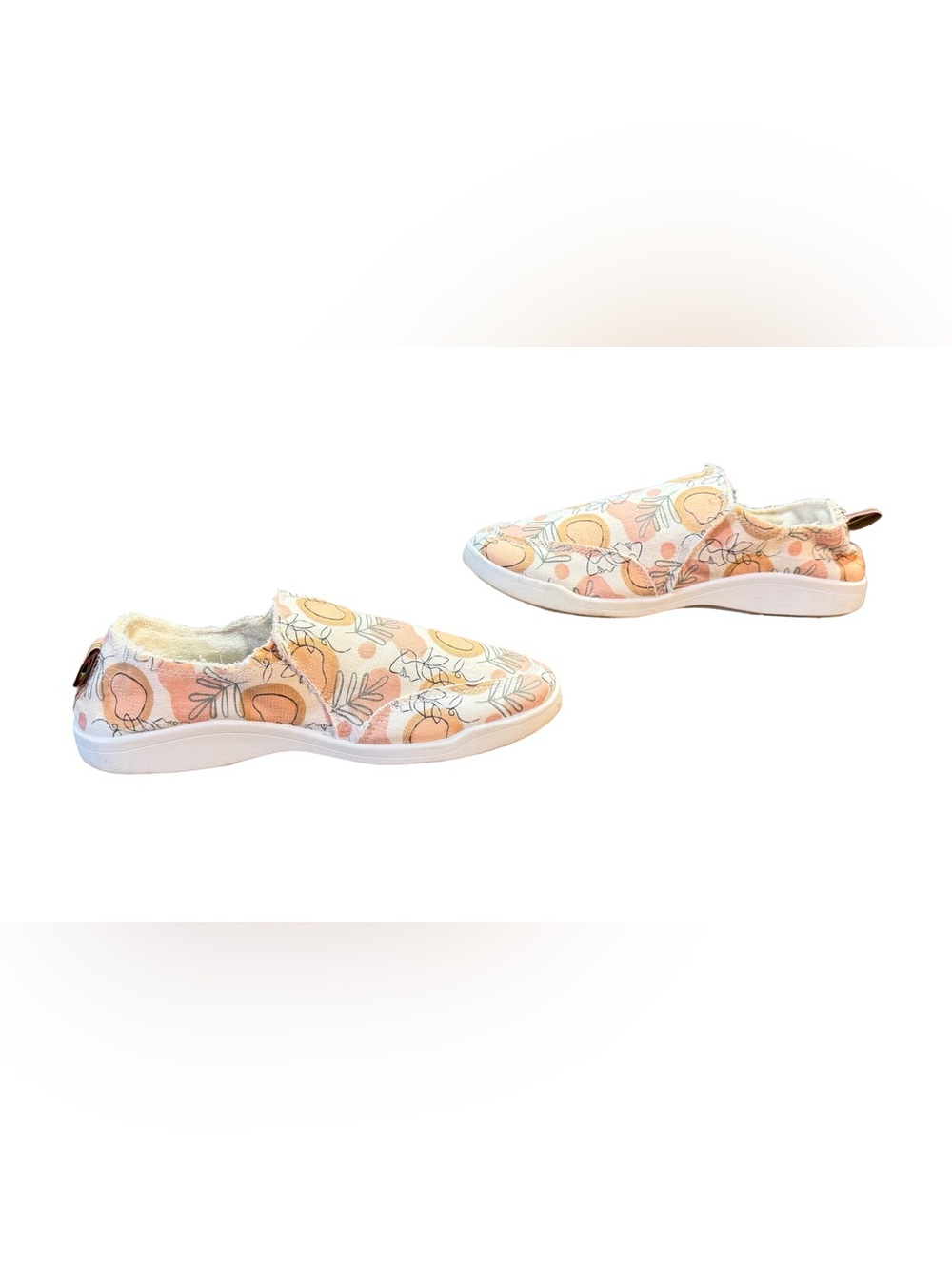 Vionic Malibu Canvas Slip-On Sneaker Peach Floral Botanical Print Women’s Size 8 - Picture 5 of 8